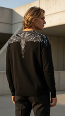 Marcelo Burlon Erkek Siyah Wings Baskılı Sweatshirt