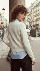 Miu Miu Kadın Gömlek Yaka Detaylı Katmanlı Triko Bluz