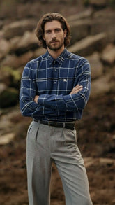 Burberry Erkek Lacivert Ekose Gömlek