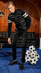 Moncler Erkek Siyah Örgü Kollu Dolgulu Mont