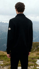 Moncler Erkek Siyah Örgü Kollu Düğmeli Dolgulu Mont