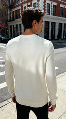 Ami Paris Erkek Beyaz Logo Yazılı Triko Kazak