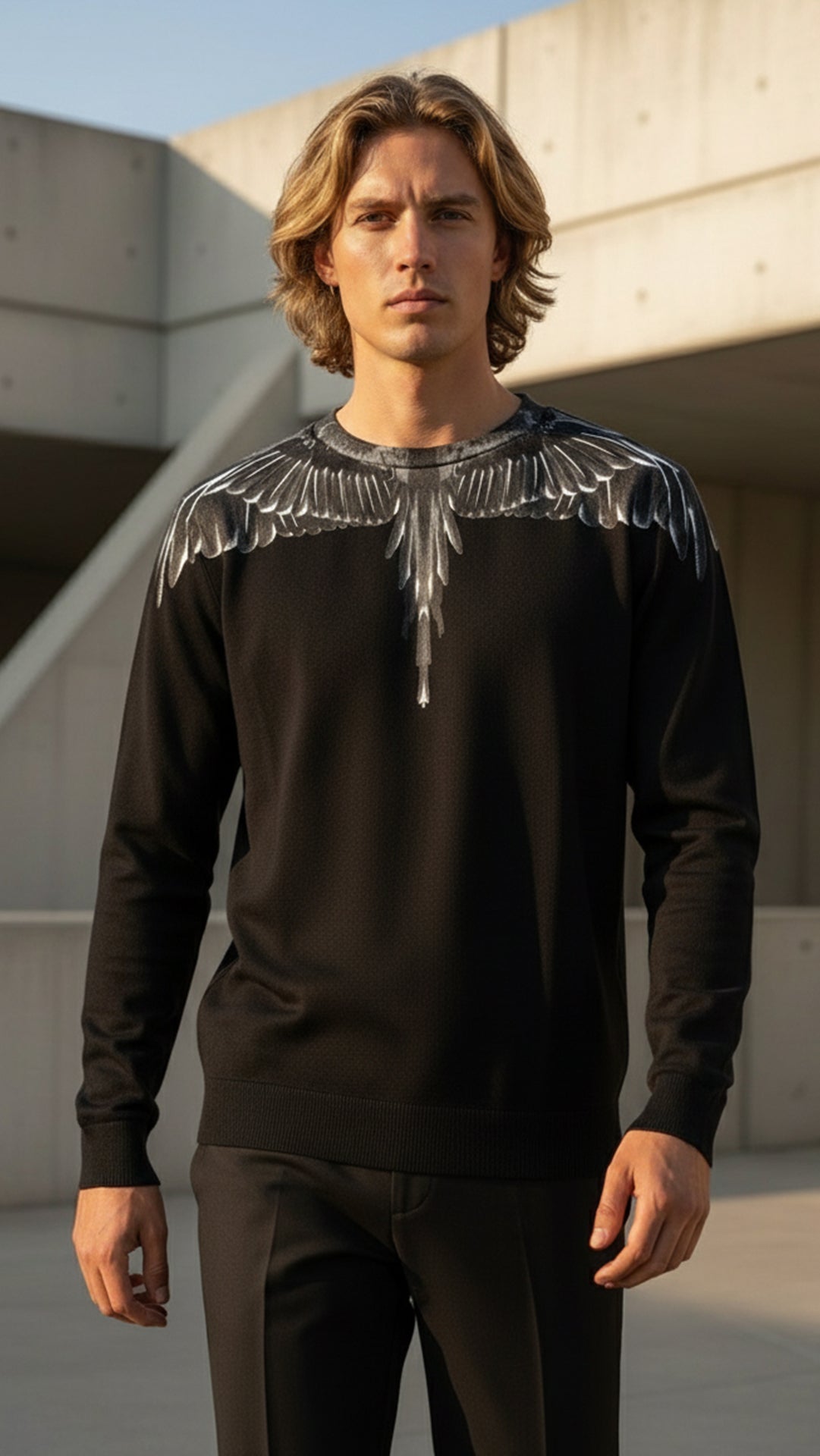 Marcelo Burlon Erkek Siyah Wings Baskılı Sweatshirt