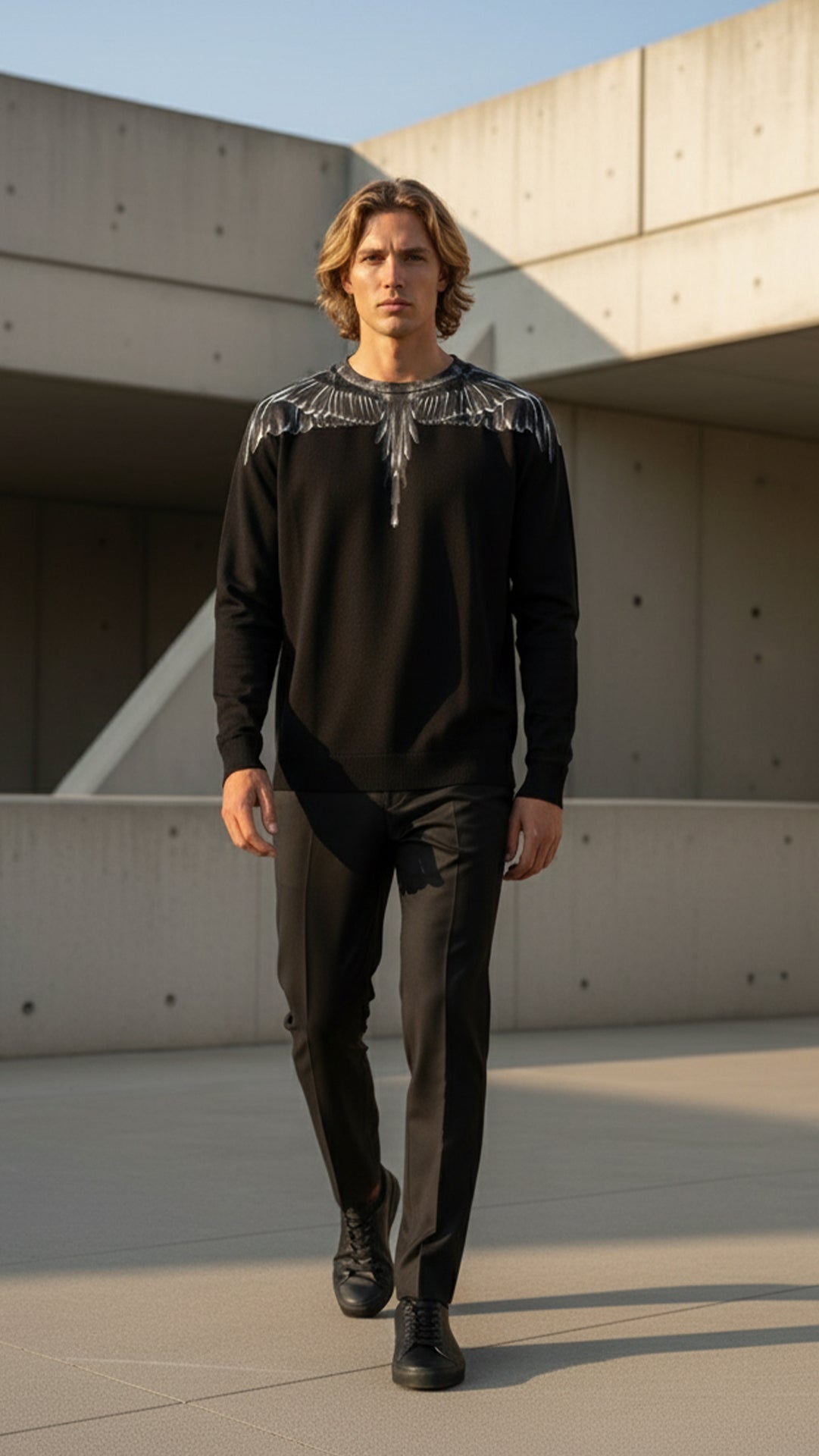 Marcelo Burlon Erkek Siyah Wings Baskılı Sweatshirt