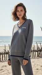 Miu Miu Kadın Gri V Yaka İnce Triko Kazak