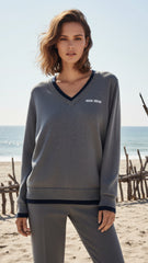 Miu Miu Kadın Gri V Yaka İnce Triko Kazak