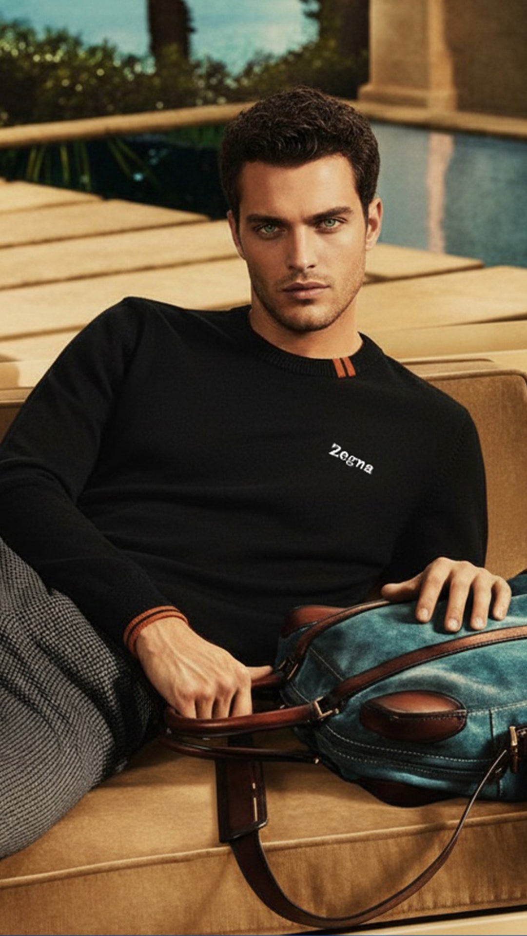 Zegna Erkek Siyah İnce Triko Kazak