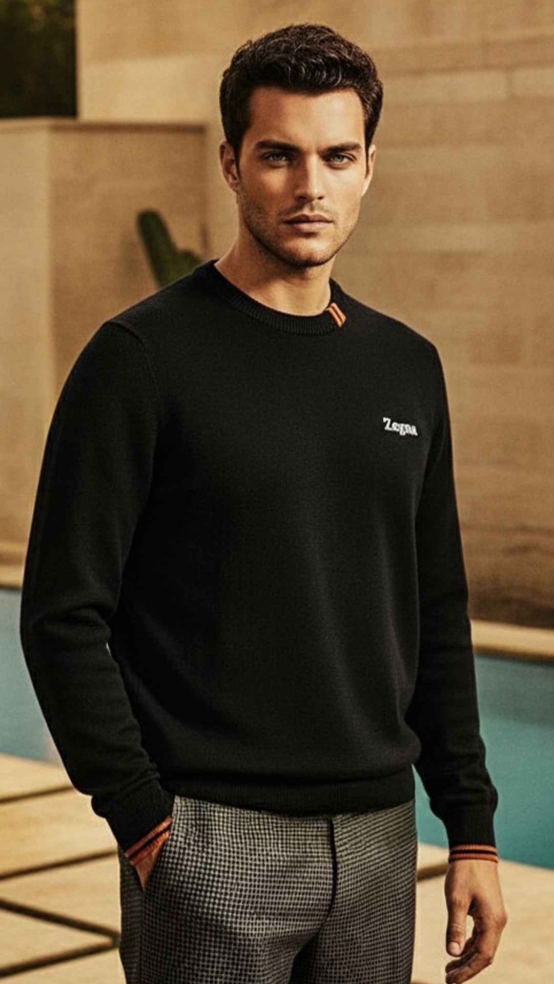 Zegna Erkek Siyah İnce Triko Kazak