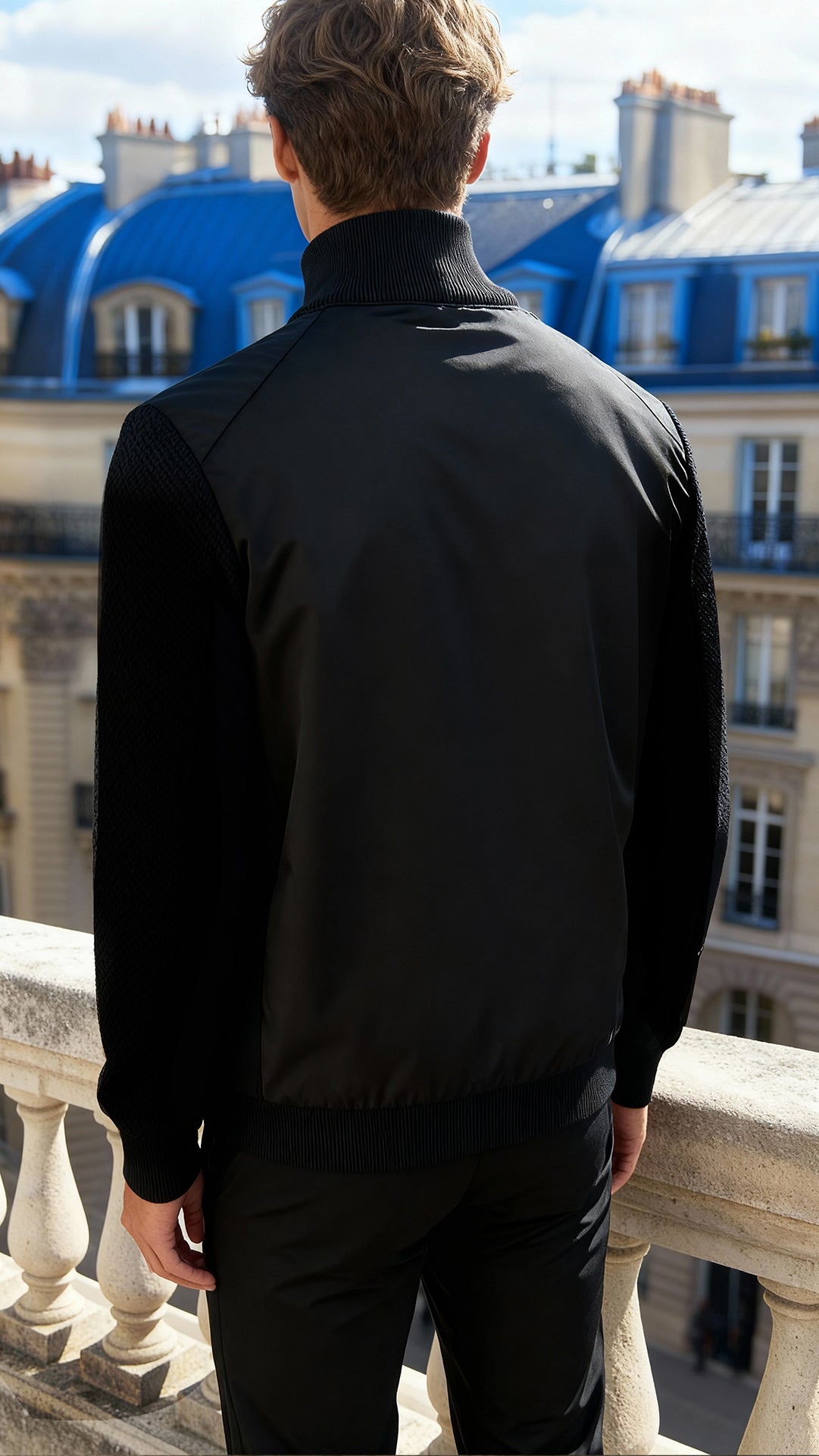 Prada Erkek Siyah Teknik Kumaş Cepli Logo Mont