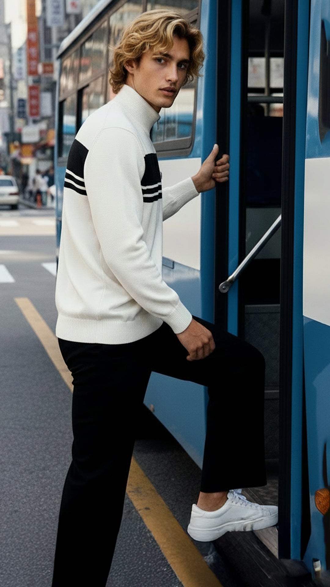 Prada Erkek Yarım Fermuarlı Triko Kazak