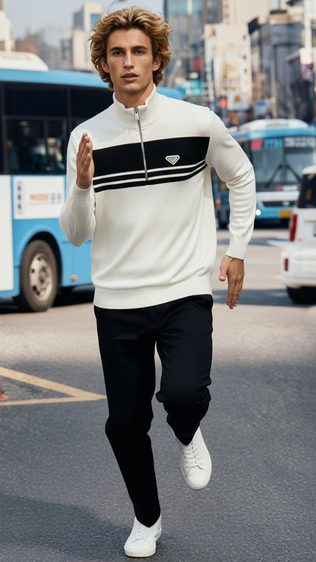 Prada Erkek Yarım Fermuarlı Triko Kazak