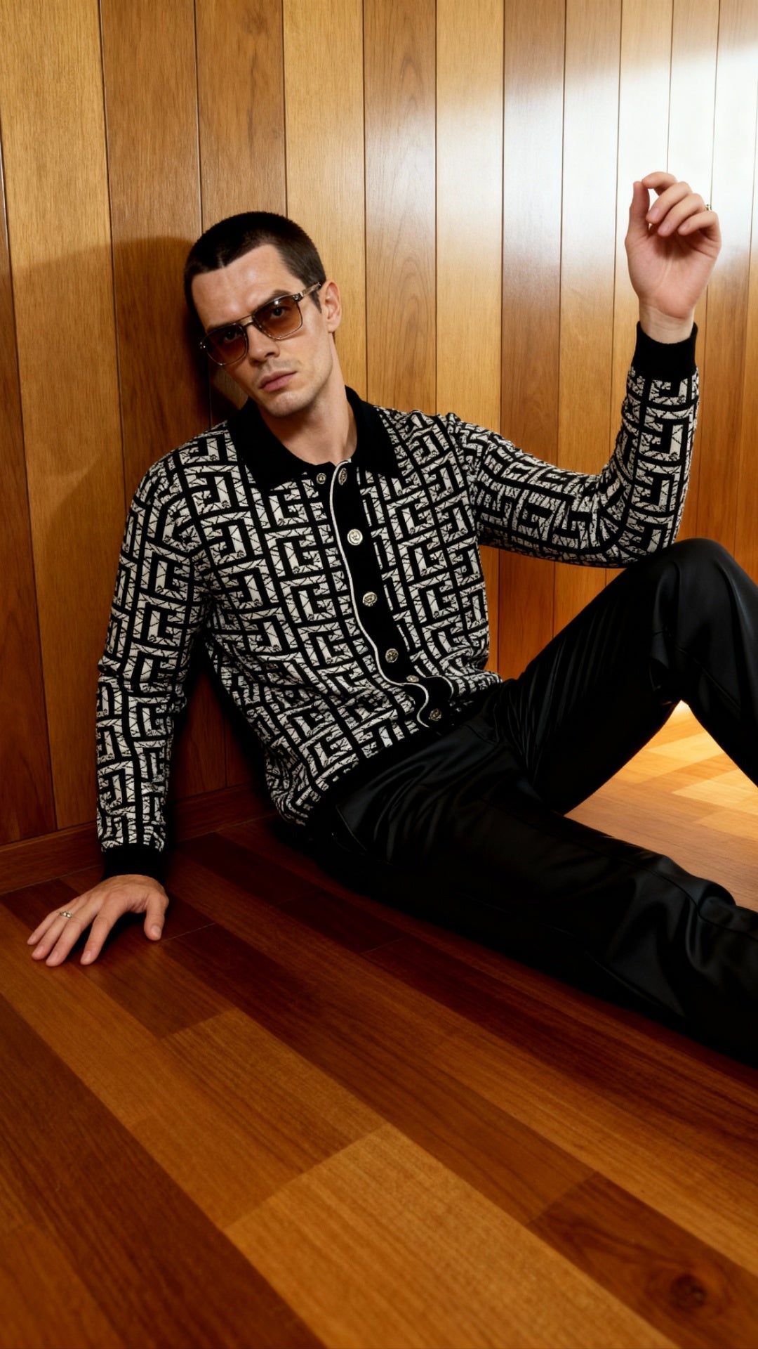 Balmain Erkek Monogram Desenli Triko Polo