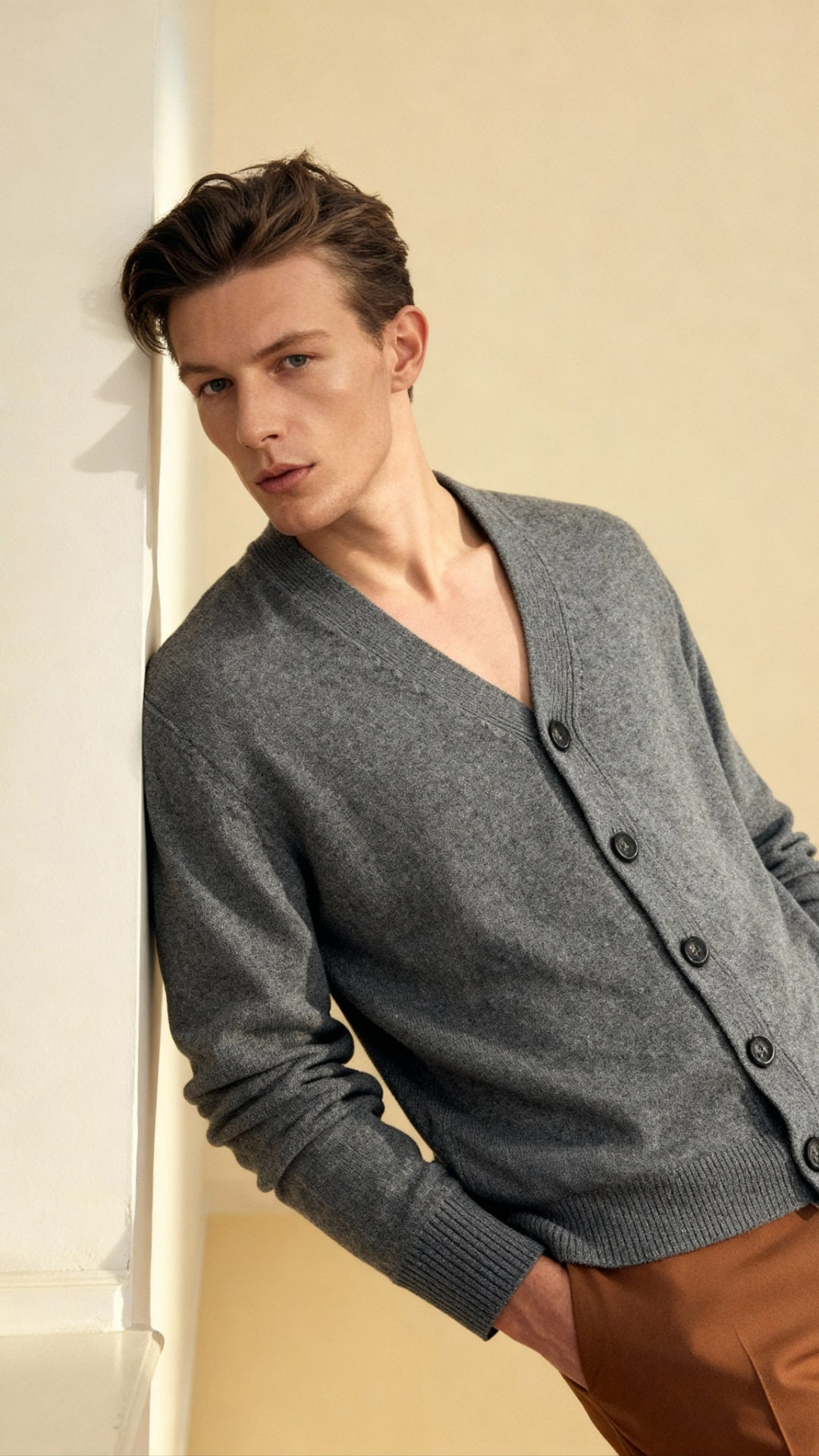 Burberry Erkek Gri Yün Hırka