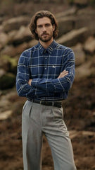 Burberry Erkek Lacivert Ekose Gömlek