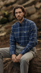 Burberry Erkek Lacivert Ekose Gömlek