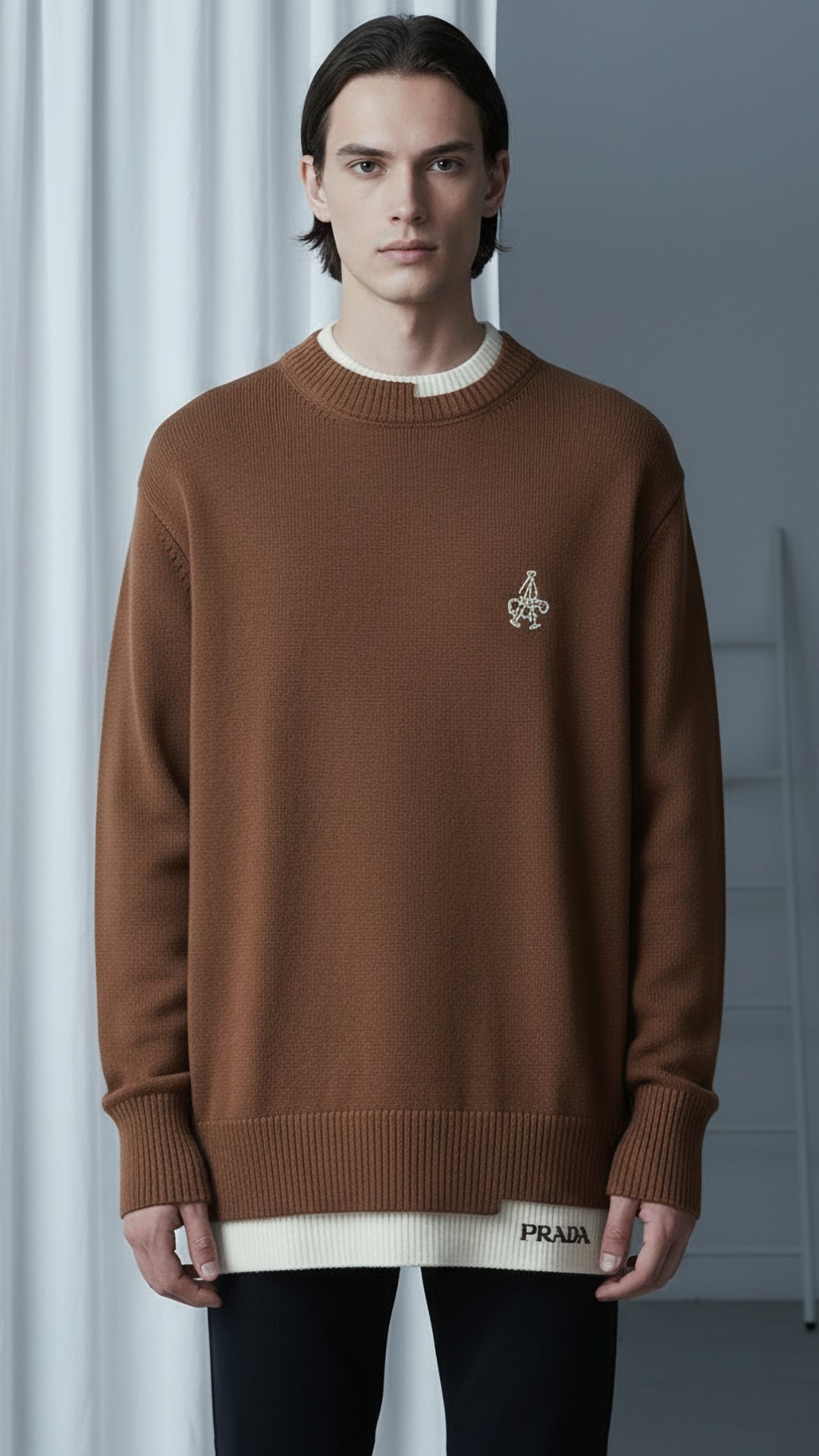 Prada Erkek Kahverengi Triko Kazak